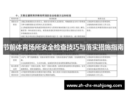 节前体育场所安全检查技巧与落实措施指南